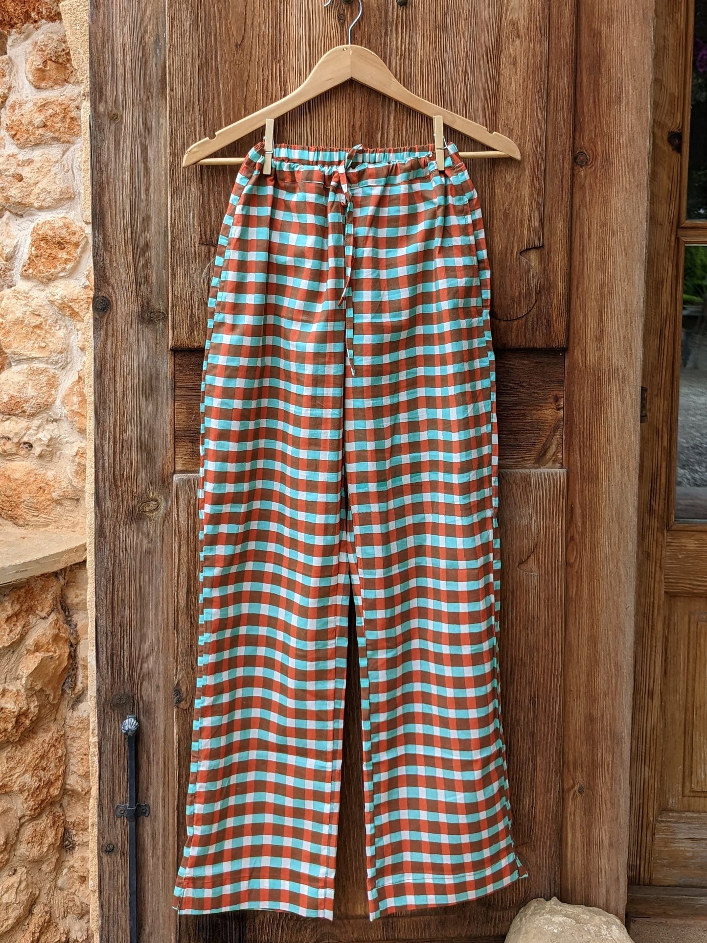 maya light summer trousers, coral-mint