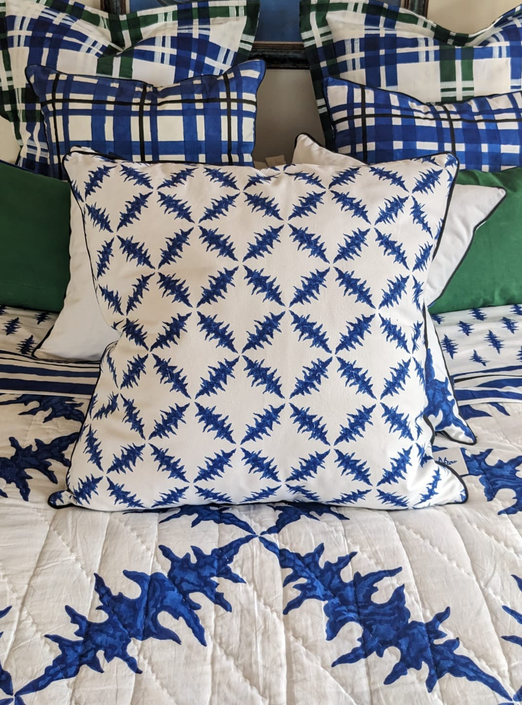 canvas cushion, small thistle star 55 cm x 55 cm
