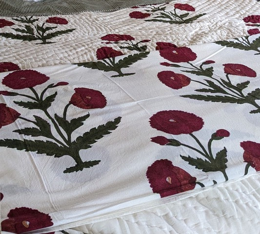 poppy cotton sheet, tablecloth, curtain panel