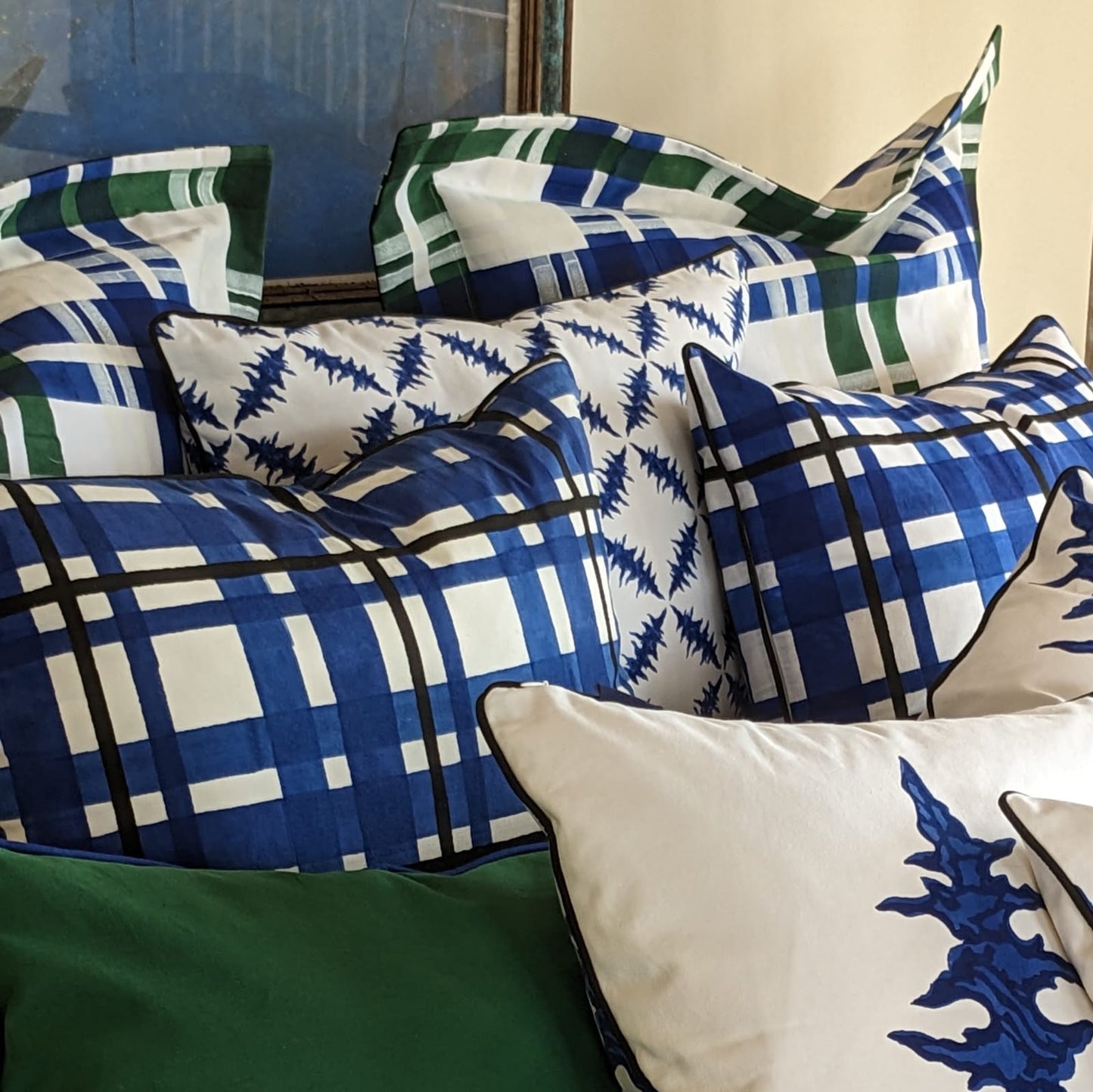 poplin check cushion 55 cm x 55 cm
