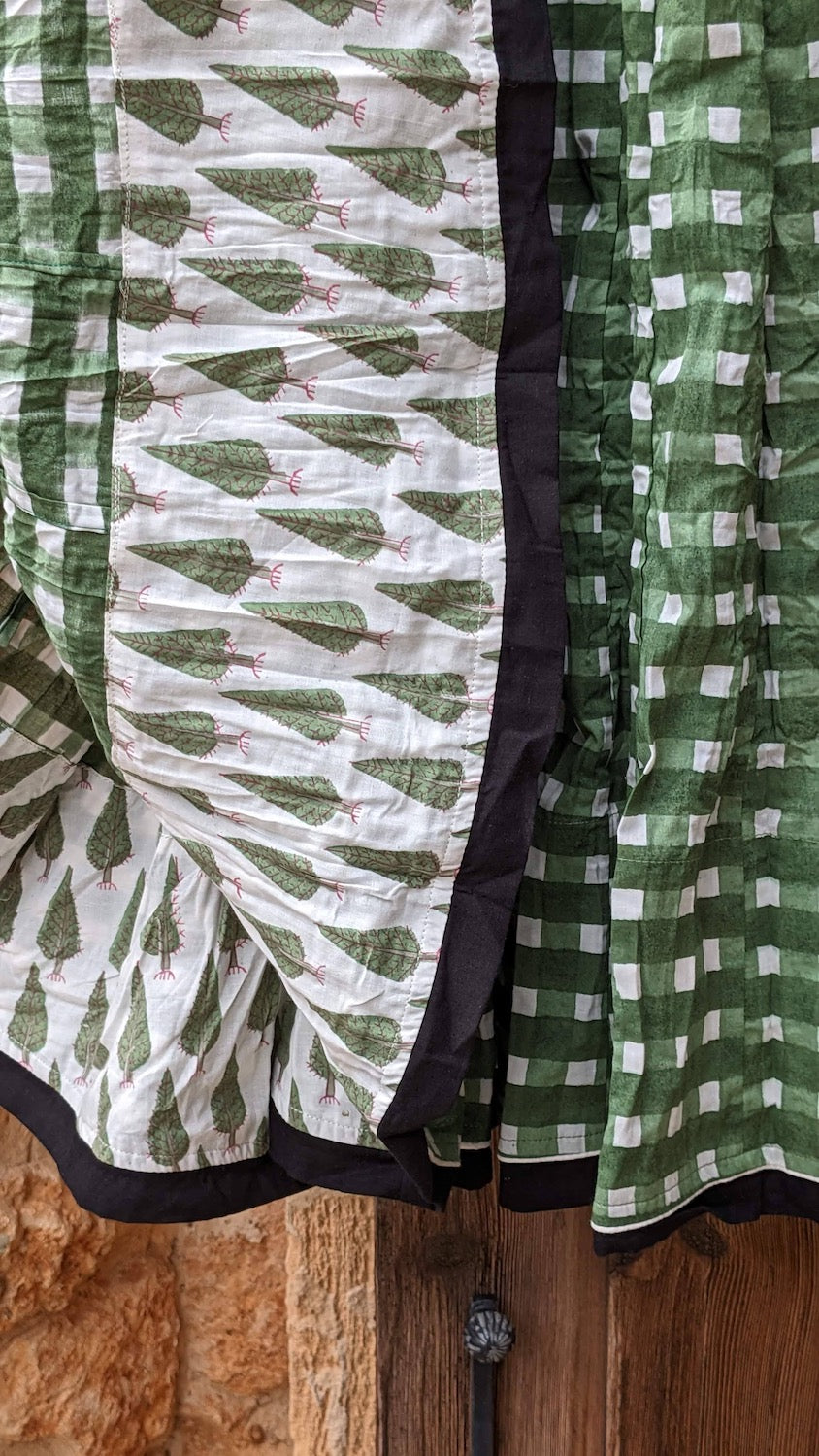4-alice signature skirt, moss-white check