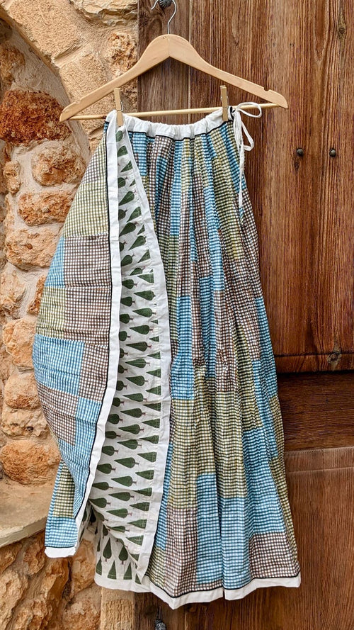 5-alice signature skirt, patchwork earth & sky