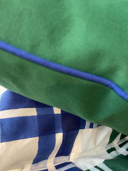 canvas cushion, solid block printed green 35 cm x 60 cm