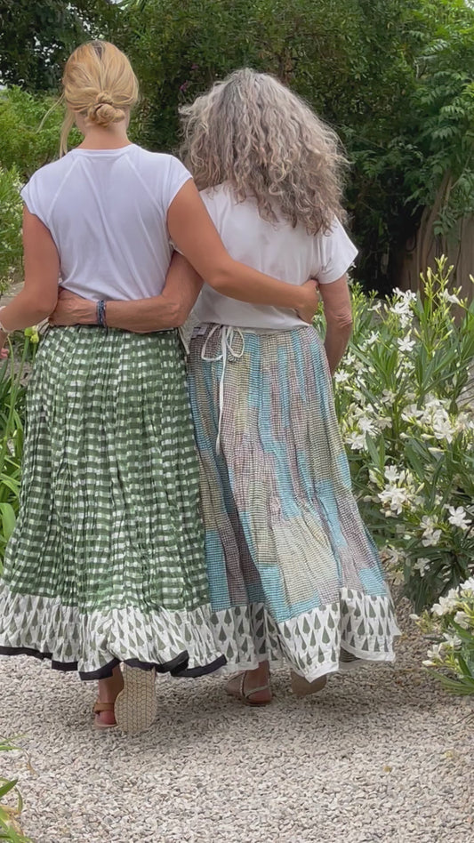 5-alice signature skirt, patchwork earth & sky