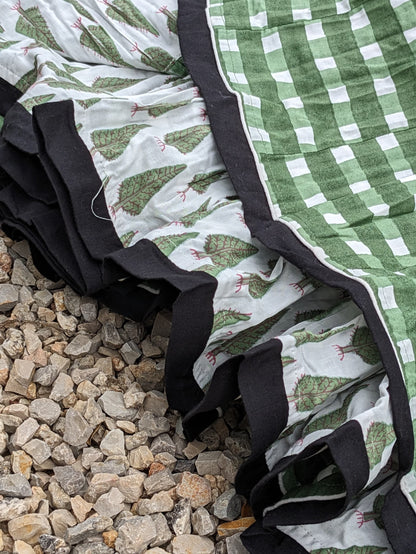 4-alice signature skirt, moss-white check